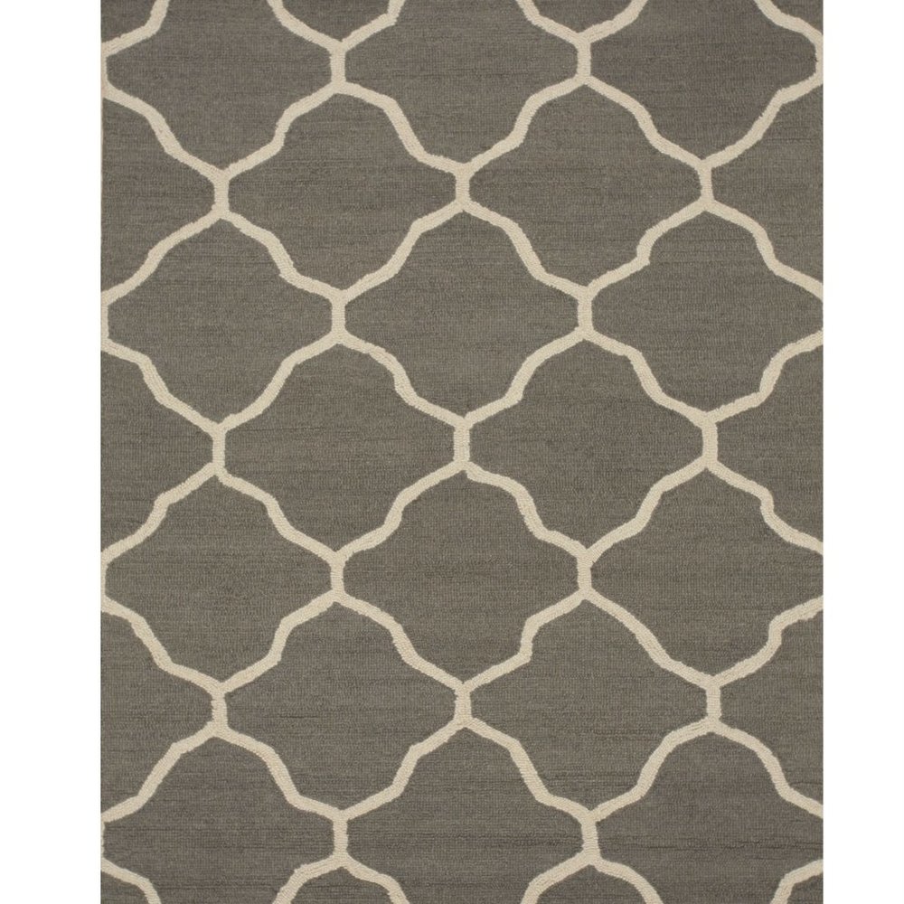 Gray Hand-Tufted Wool Traditional Moroccan Rug, 5' x 7'